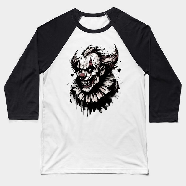 Scary clown head horror Baseball T-Shirt by Evgmerk